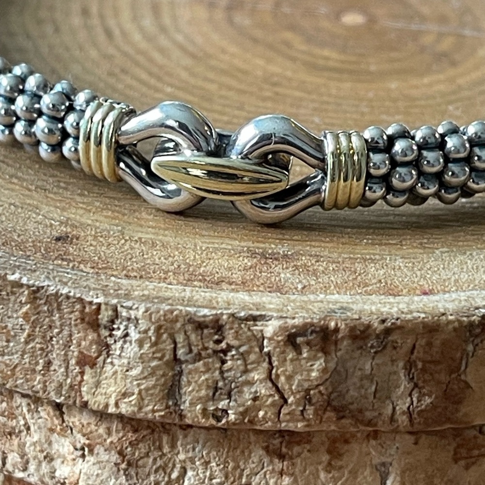 LAGOS Two-Tone Caviar Buckle Bracelet — Silver and Gold - Picture 2 of 7